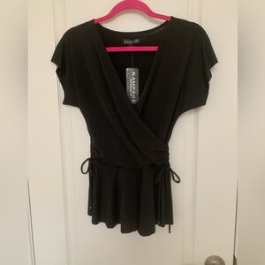 NWT Rampage Elegant Black Wrap Blouse